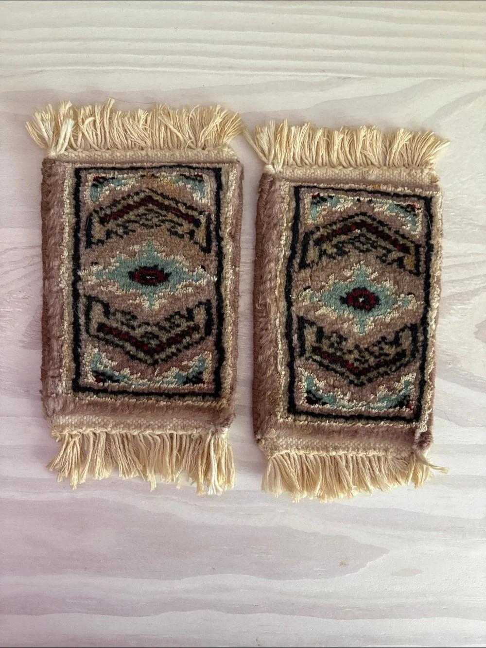 Vintage Pair of 1:12 Dollhouse Miniature Hand Woven Rugs (Set #1)